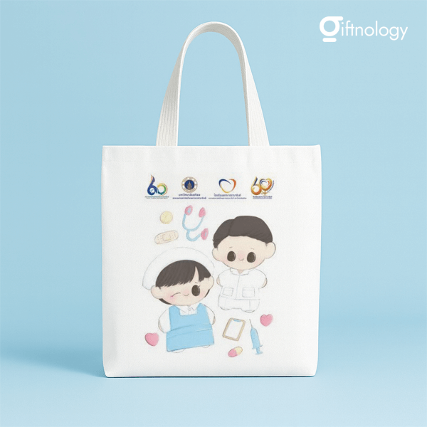 กระเป๋าผ้าดิบสกรีนโลโก้ Giftnology